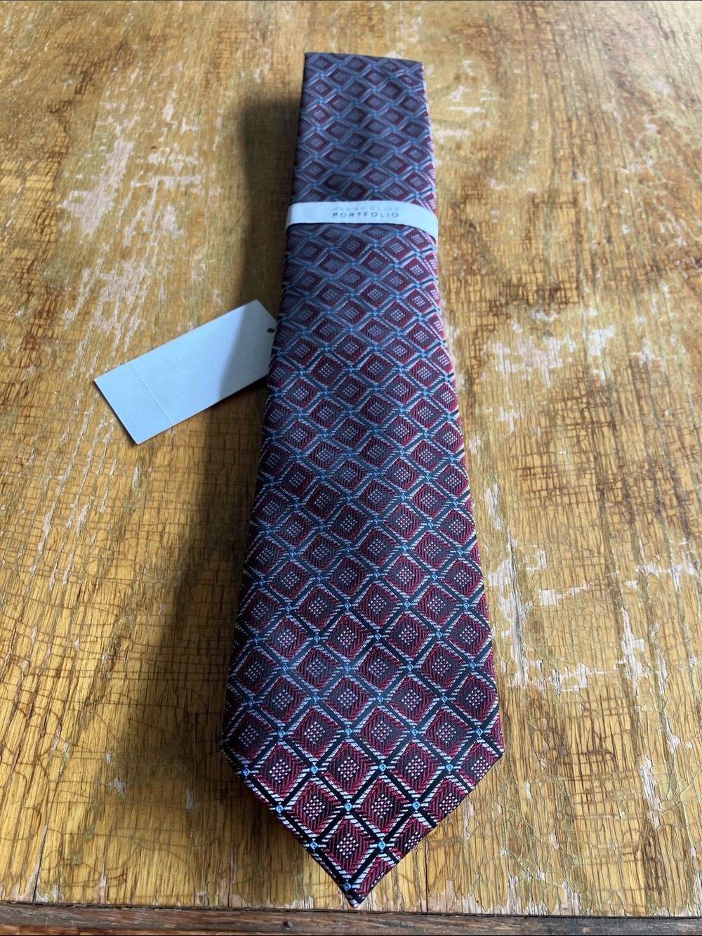 Perry Ellis Burgundy Geometric Necktie